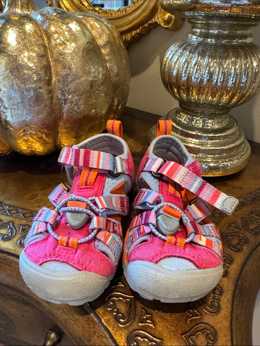 Keen Pink Multi-Stripe Closed-Toe Water Sandals